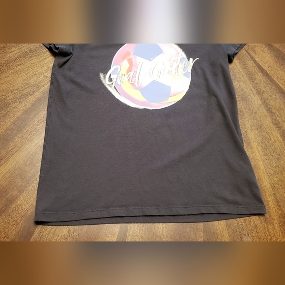 Old Navy Girls Soccer Graphic Tee "Goal Getter" Size L (10-12) Grey - Picture 7 of 11